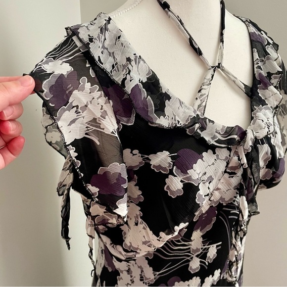 Vintage Y2K Flowy Ruffle Drop Waist Whimsigoth Fairycore Midi Length Dress - Picture 5 of 10